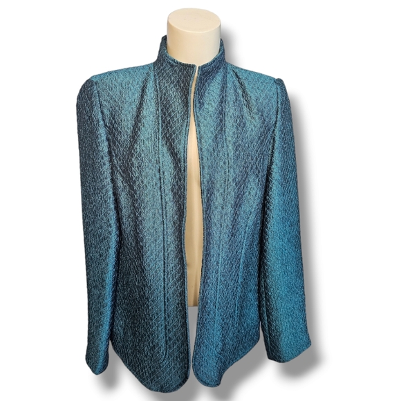 Women's Metallic Turquoise Quilted Textured Coat Jacket. Small - Picture 1 of 6